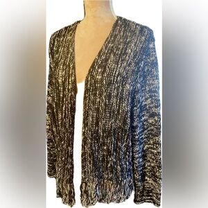 NIC+ZOE Black and White Knit Open Cardigan